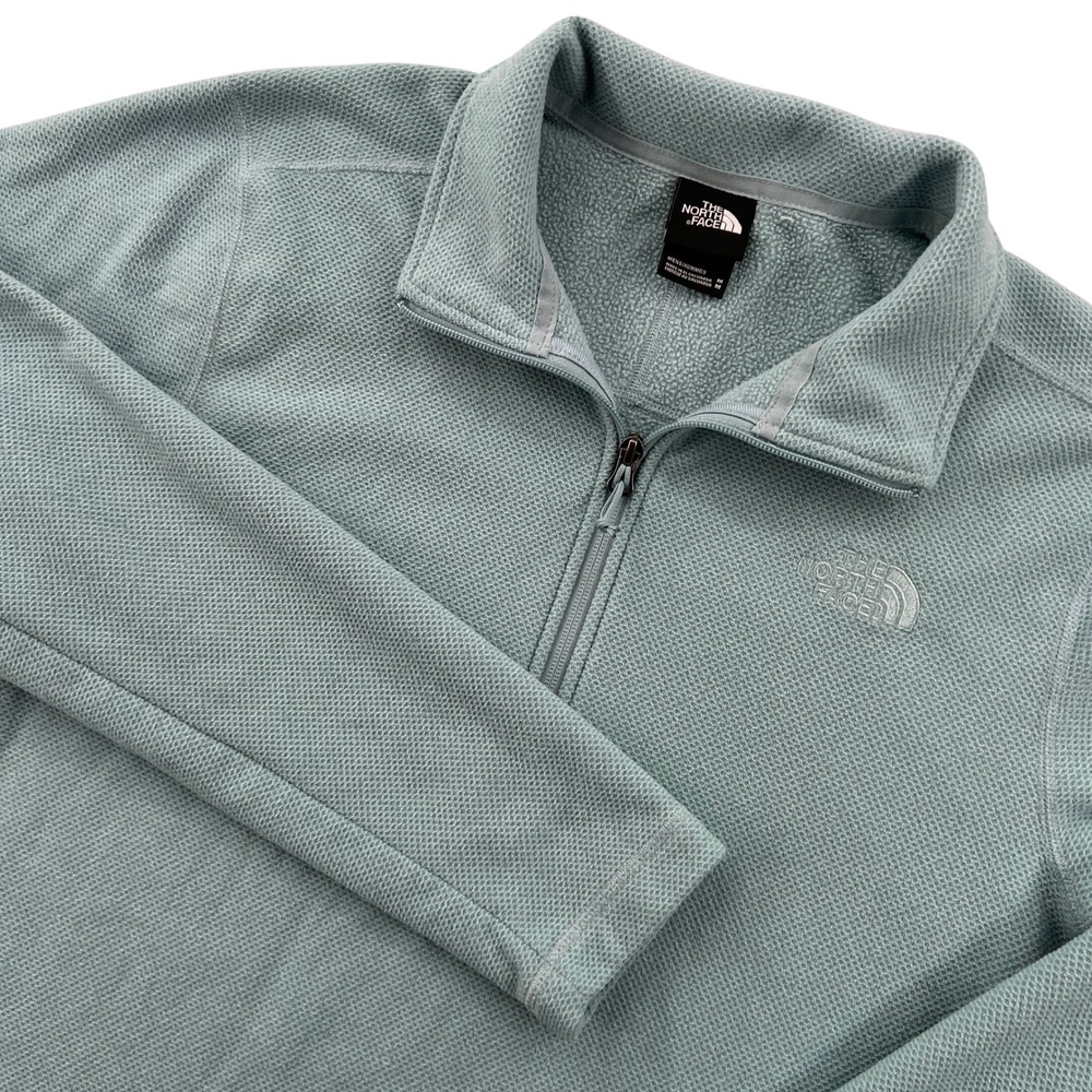 The North Face Textured Cap Rock Quarter-Zip Fleece Pullover Mens Medium Green